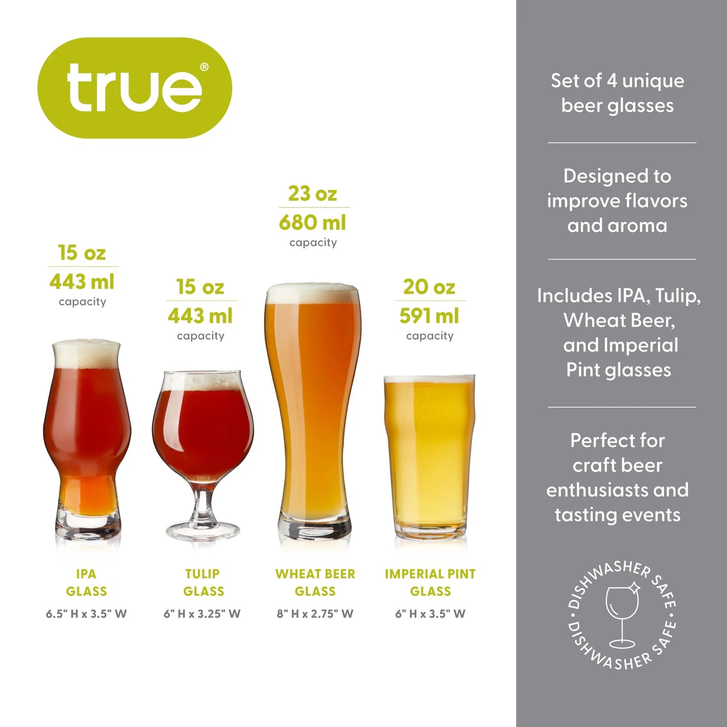 Craft Beer box set (4 Glasses) IPA, Tulip, Weat & Imerial Pint